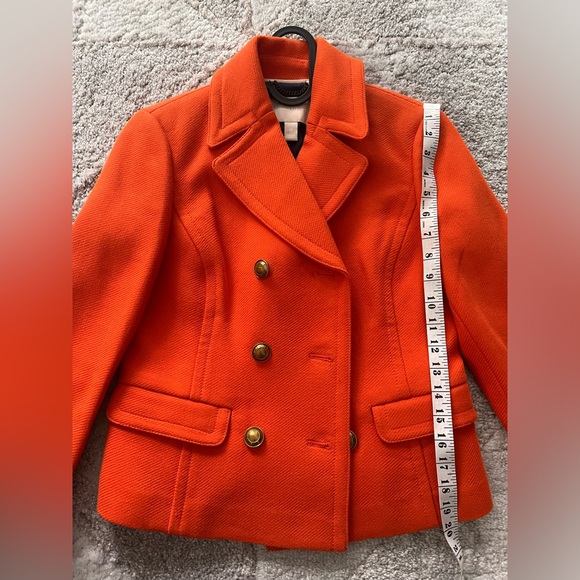 Banana Republic Pea Coat Orange Size XSmall Metal Buttons - Picture 7 of 11